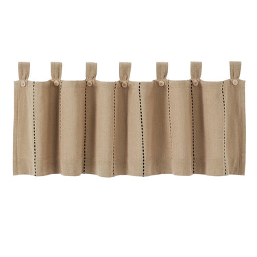 Stitched Burlap Natural Valance Curtain 16x60 VHC Brands - The Fox Decor